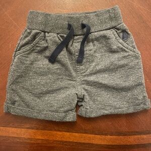 JoJo Maman Bebe Gray Knit Pull-On Shorts with Navy Drawstring